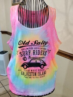 Luxe Tie-Dye Surf Riders Tank Top - Pink, Yellow, Blue